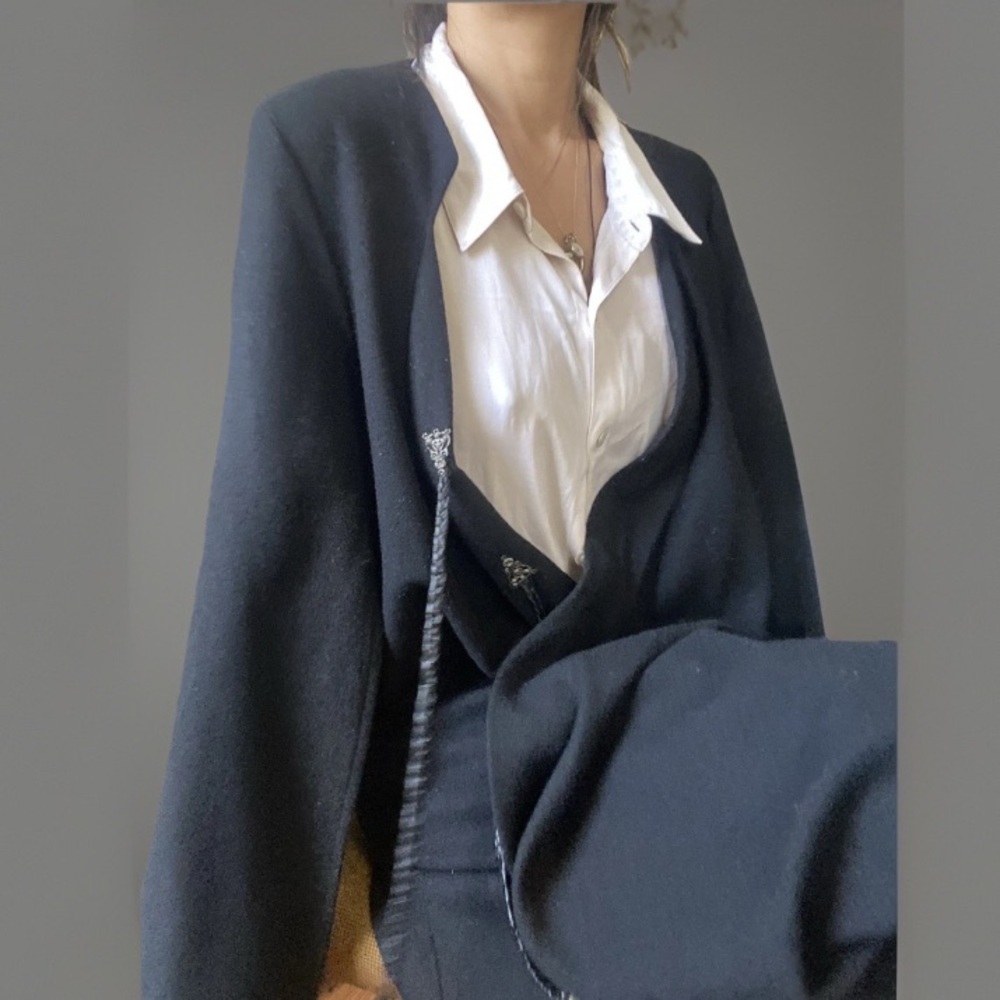 Max.Tan Black Women's Light Wool Coat/Cape XS-S